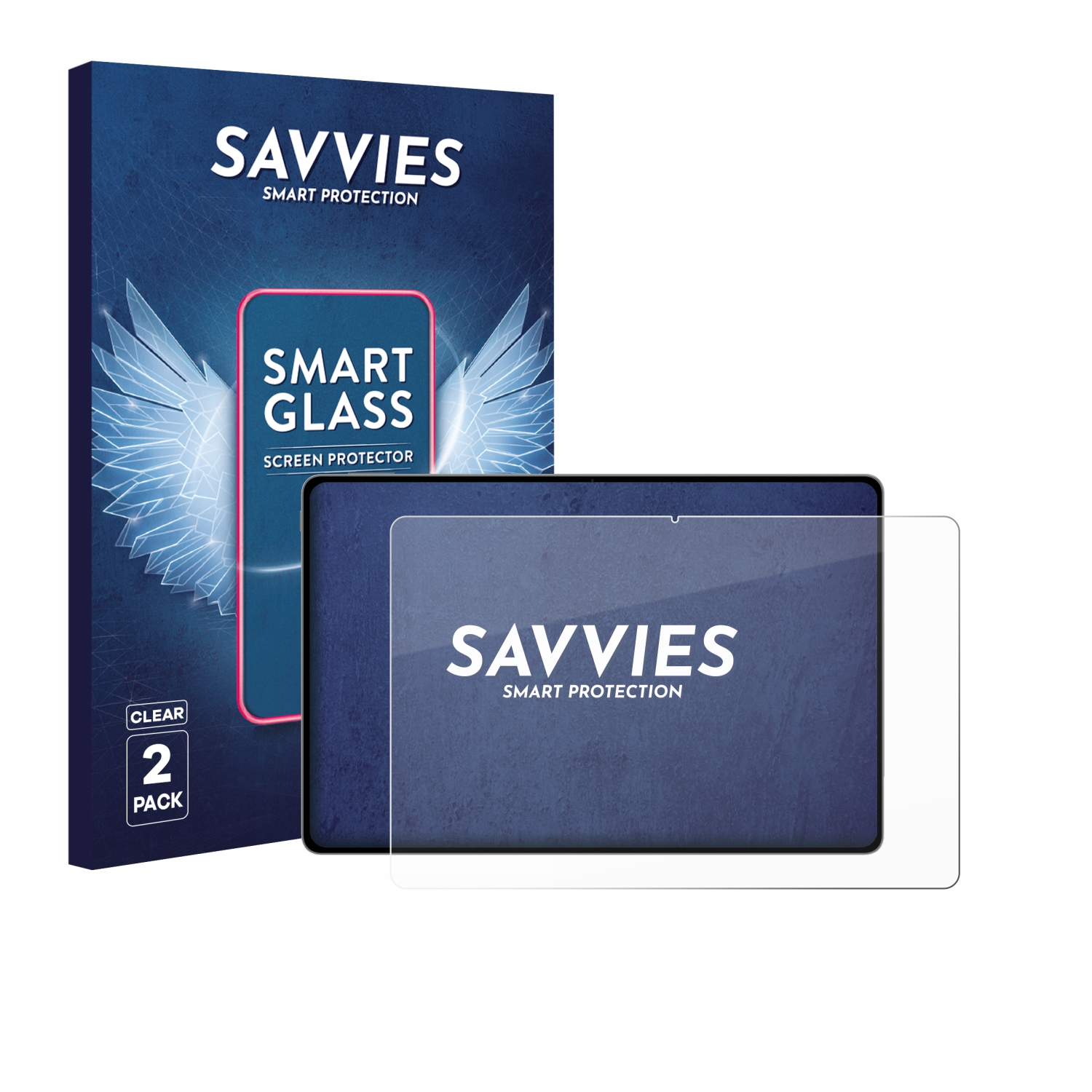 Savvies Smart Glass Displayschutzfolie 2er-Pack, klar, auf Tablet.