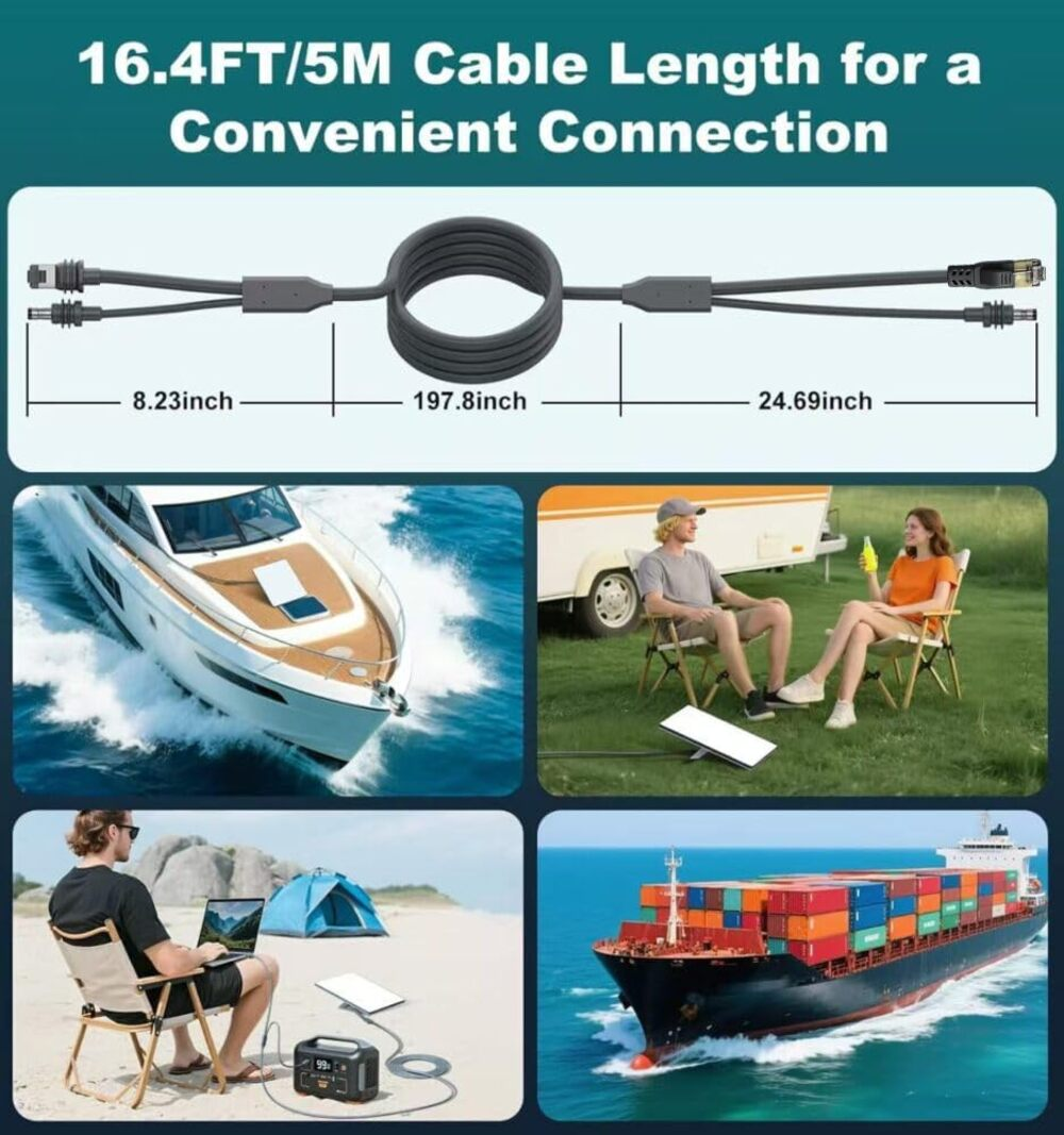 Kabeldiagramm & Szenen: Boot, Camping, Strand, Frachtschiff. 16,4ft/5M Kabel.