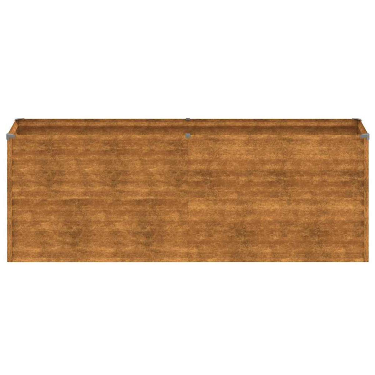 Holzschrank von oben, braun mit sichtbarer Maserung und Metallakzenten.