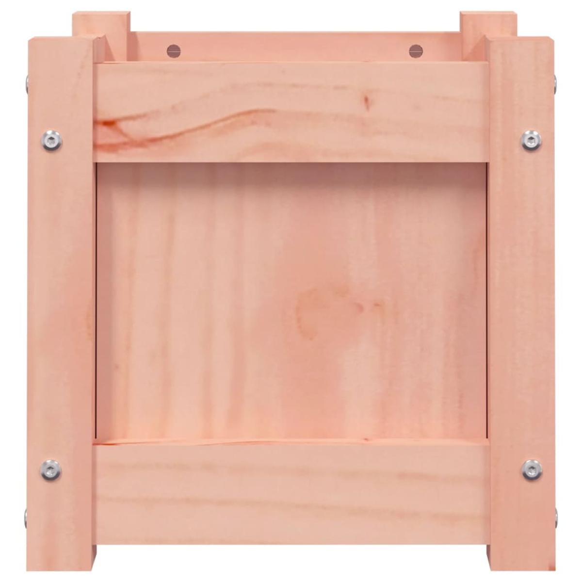 Ein hellrosa Holzkiste-Rahmen mit sichtbarer Holzmaserung und Schrauben.