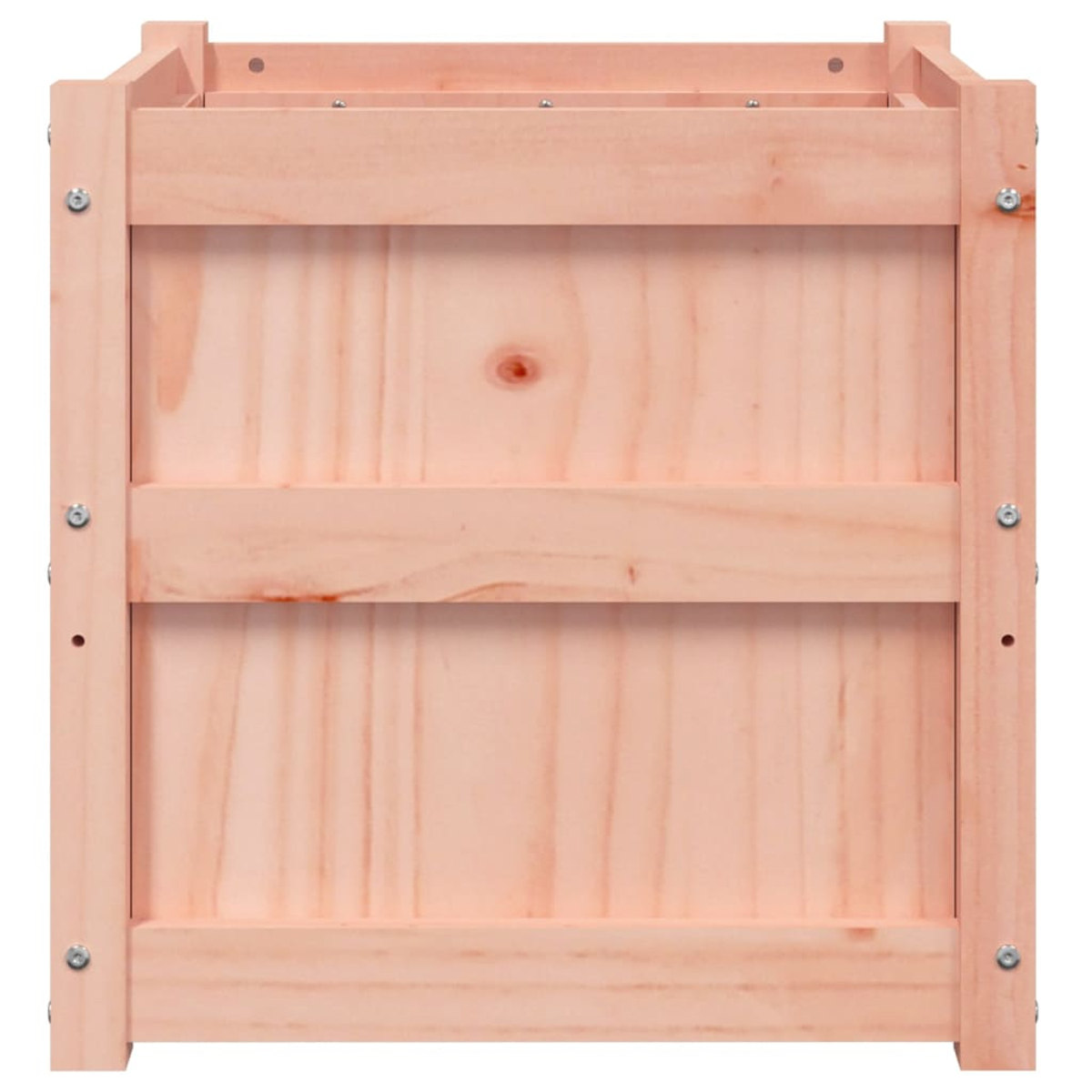 Eine hölzerne Kiste aus Kiefernholz mit sichtbaren Maserungen und Schrauben.