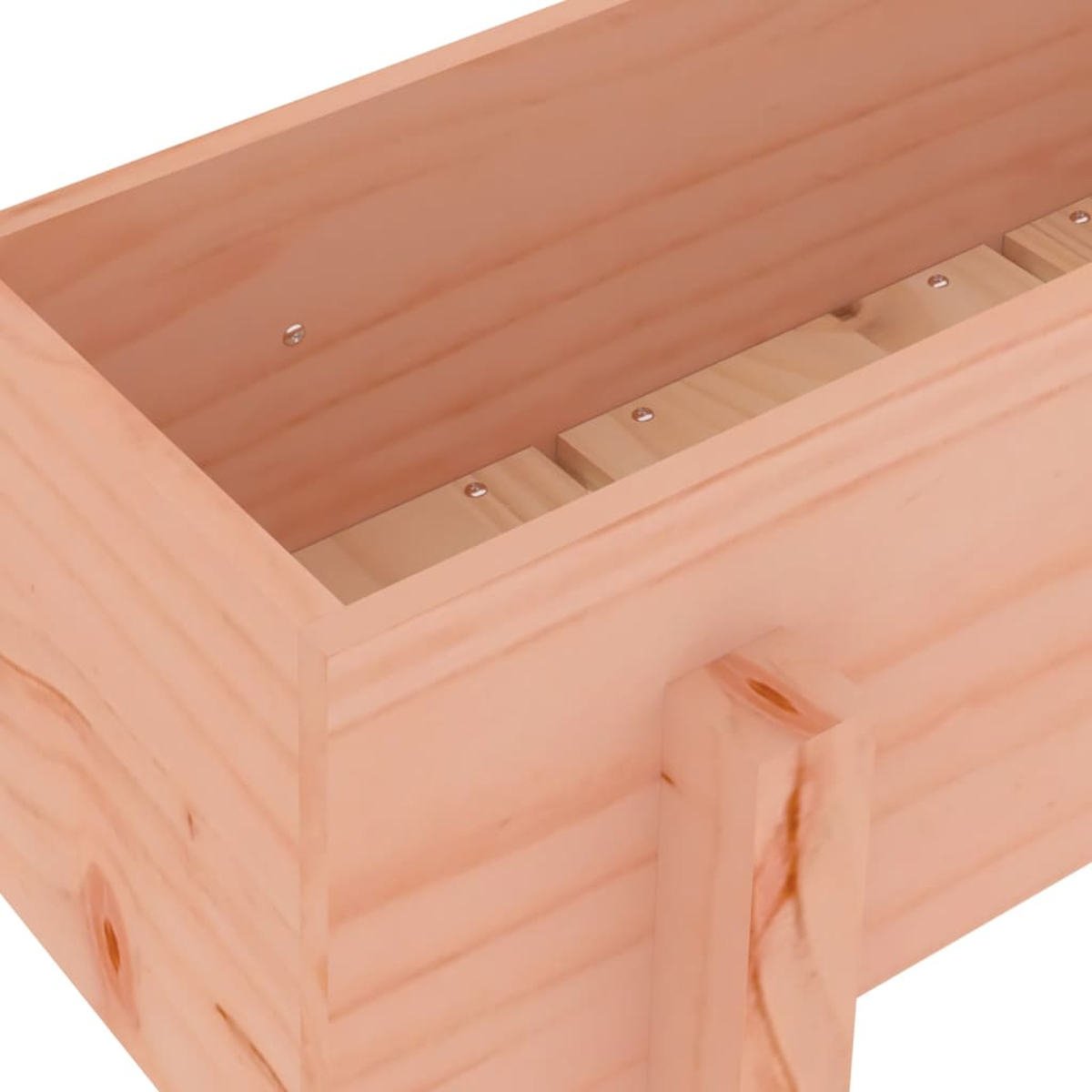 Ein hölzerner Bettrahmen mit sichtbaren Nägeln und Latten.