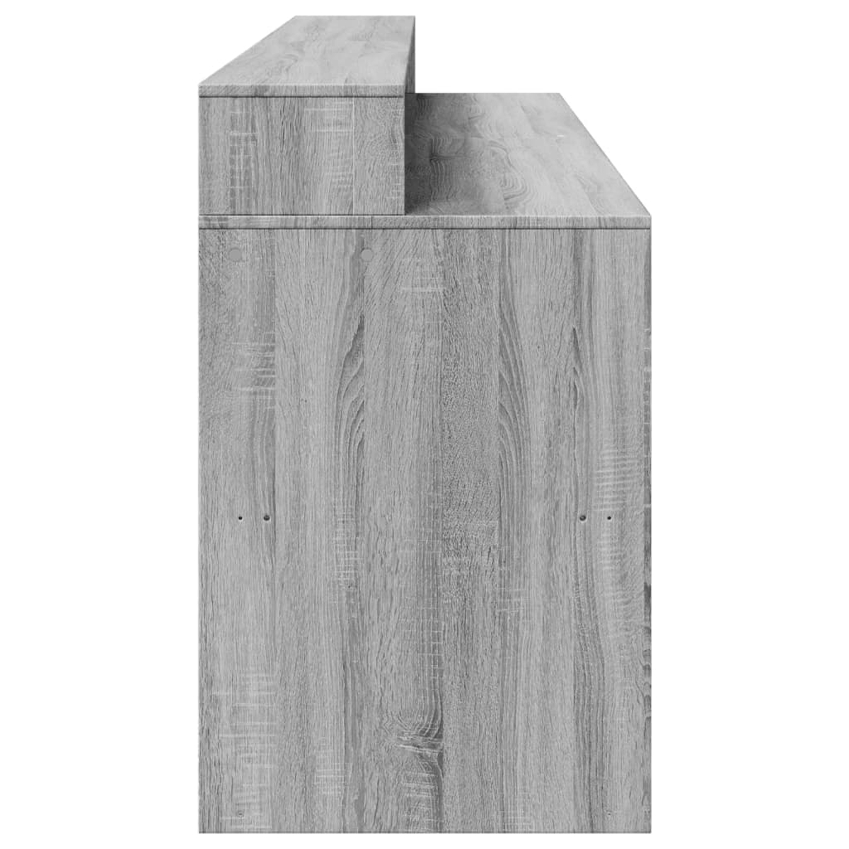 Graues Holzmöbel mit zwei Ebenen.