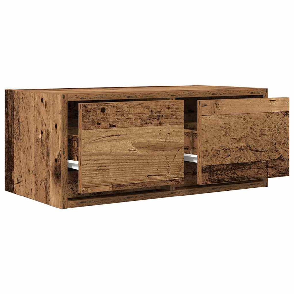 Un mueble de madera con dos cajones parcialmente abiertos.