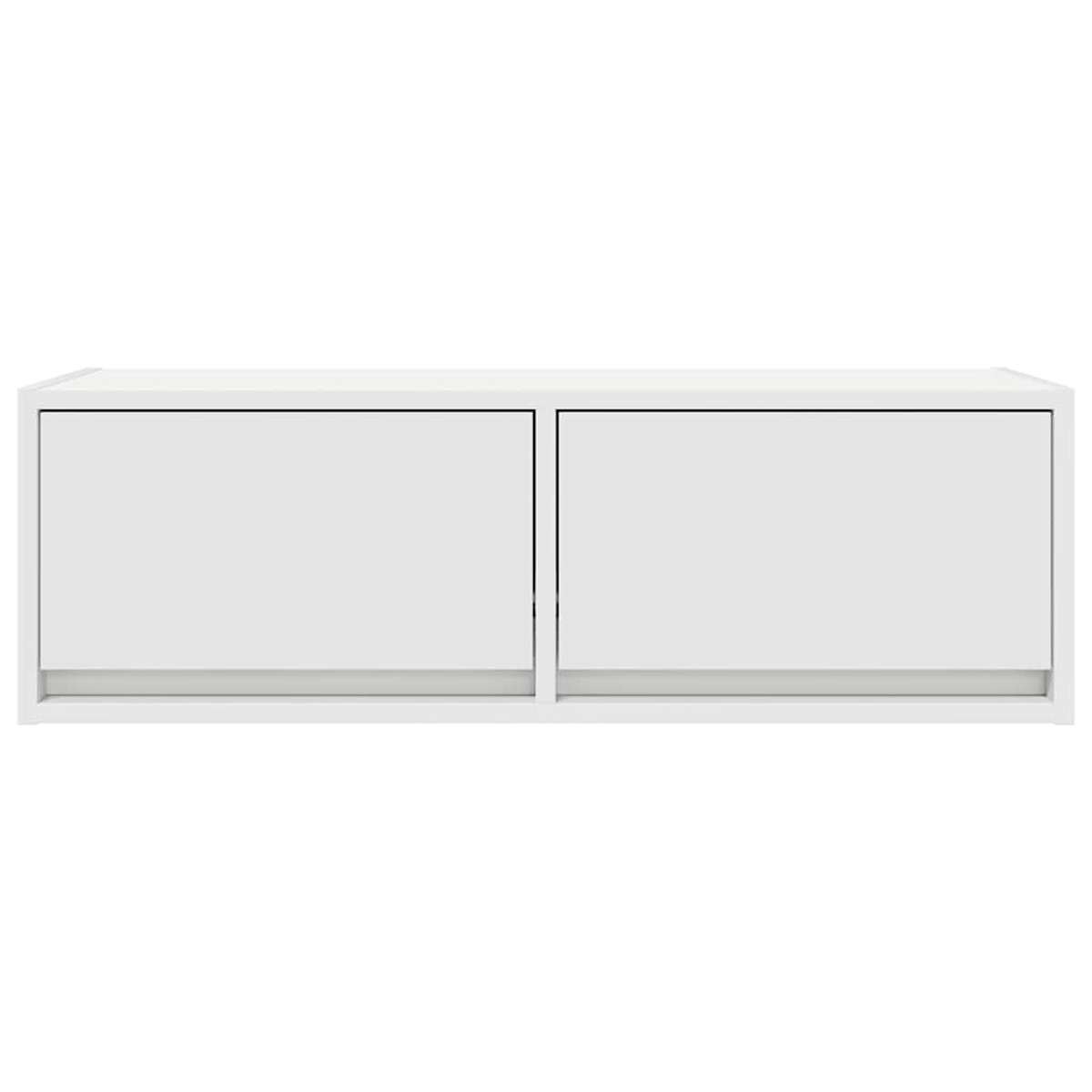 Ein weißer Schrank mit zwei Türen auf weißem Hintergrund.