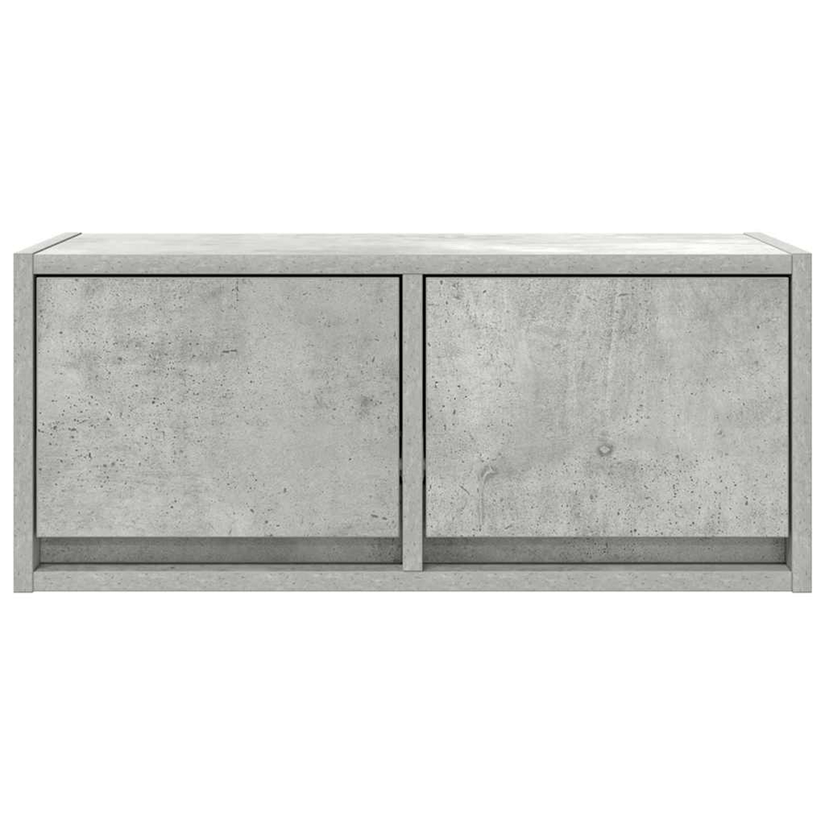 Grauer Beton-Schrank mit zwei Türen, modern.