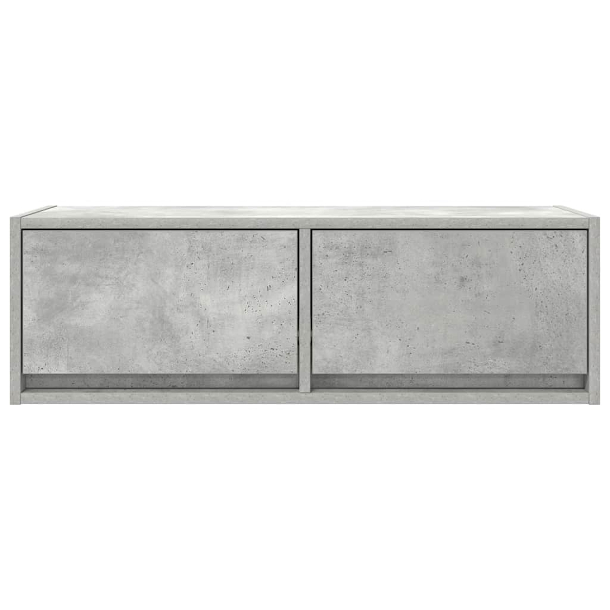 Ein graues Beton-Sideboard mit zwei Türen und schlichtem Design.