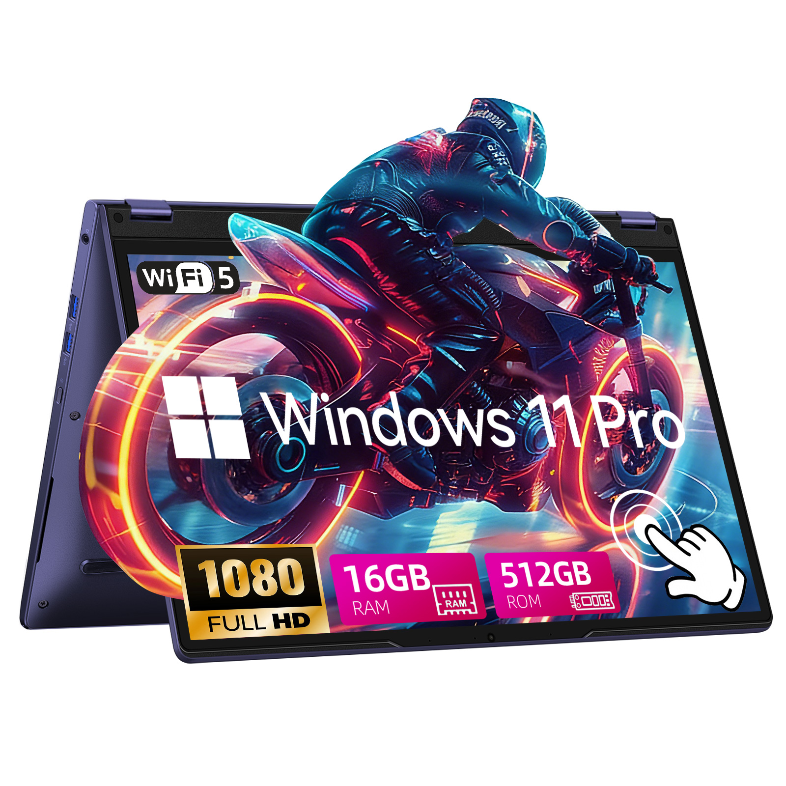 Laptop mit Windows 11 Pro, WLAN 5, 1080p, 16GB RAM, 512GB ROM