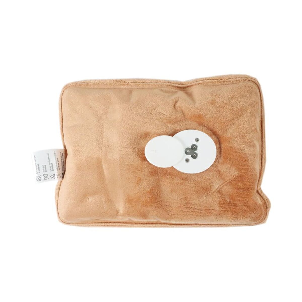 Una bolsa de calefacción suave de color canela con un control blanco.