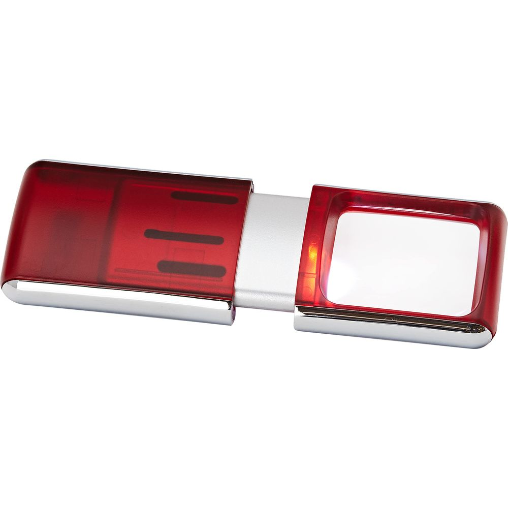 Ein roter USB-Stick mit silbernen Akzenten, teilweise ausgefahren.