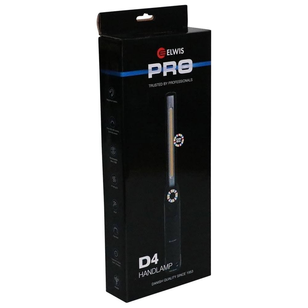 Emballage d'une lampe torche Elwis Pro D4 avec indication Cri 95+.
