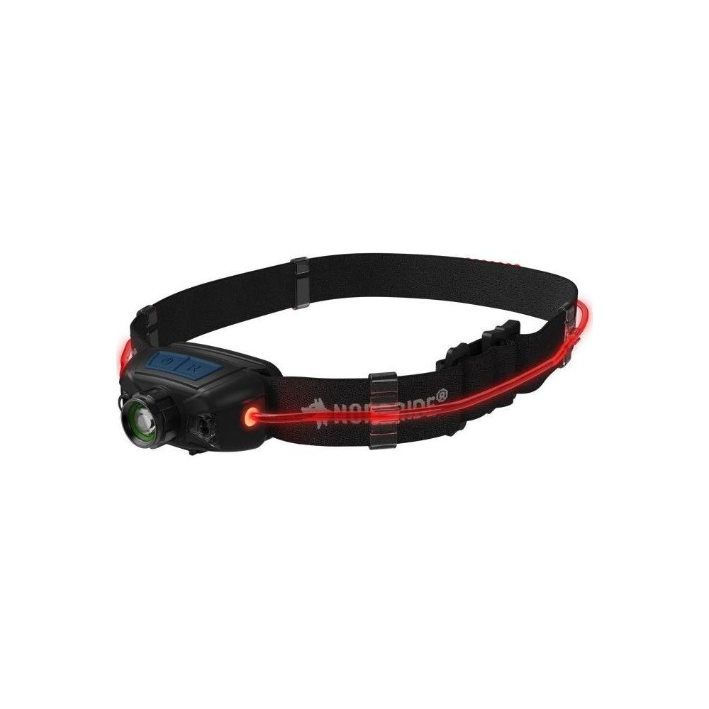 Bandeau noir avec éclairage LED rouge et boîtier noir.