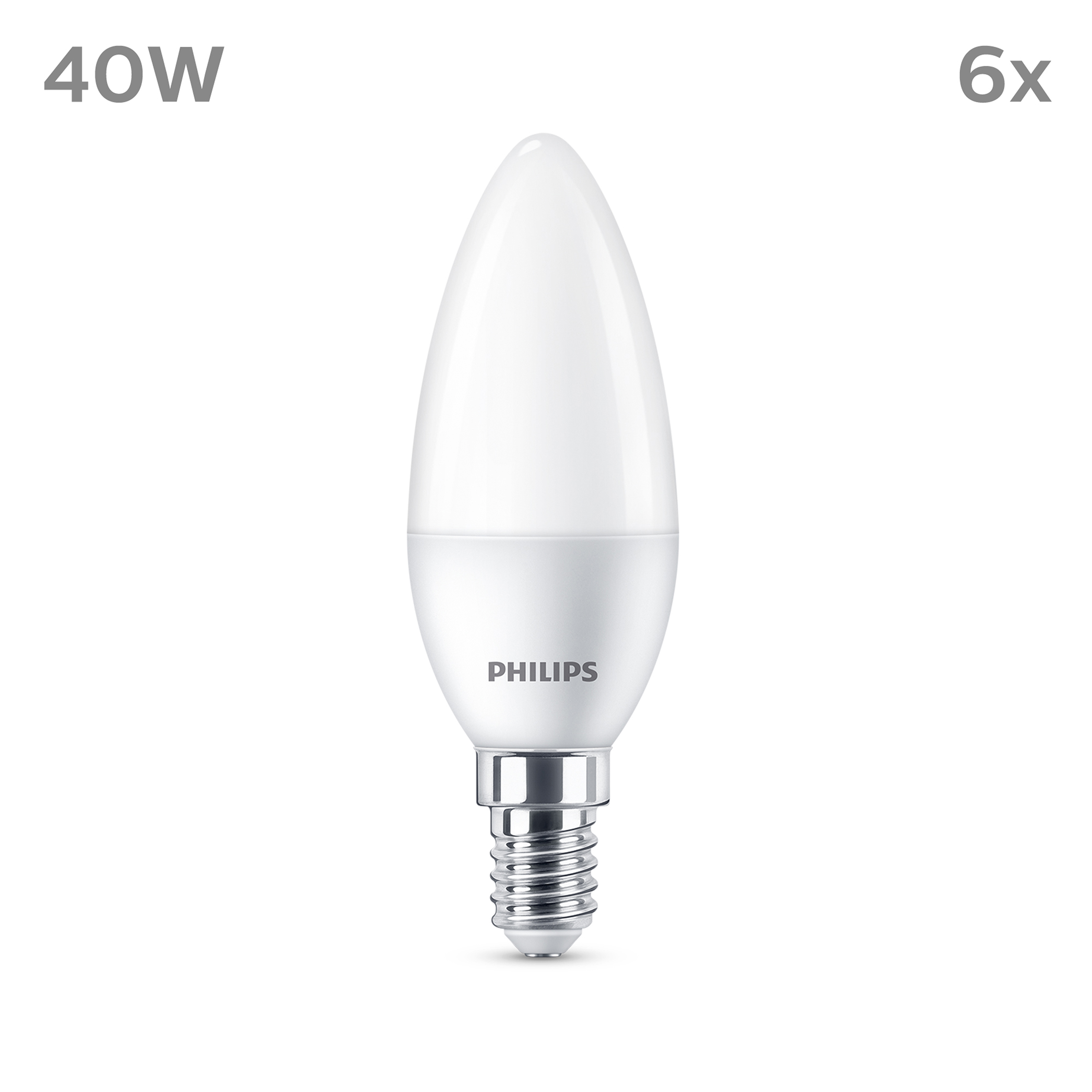 Ampoule bougie Philips blanche 40W, lot de 6.