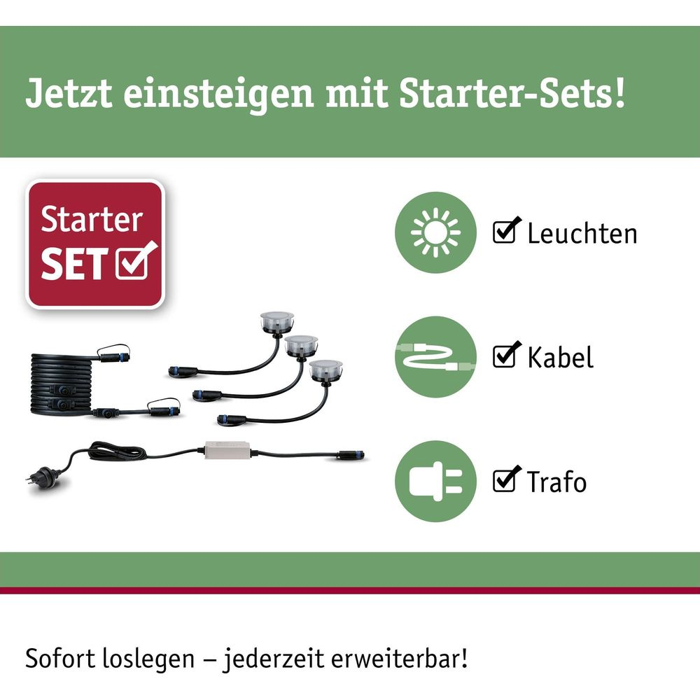 Starter-Set mit Leuchten, Kabeln und Trafo. Sofort loslegen, jederzeit erweiterbar!