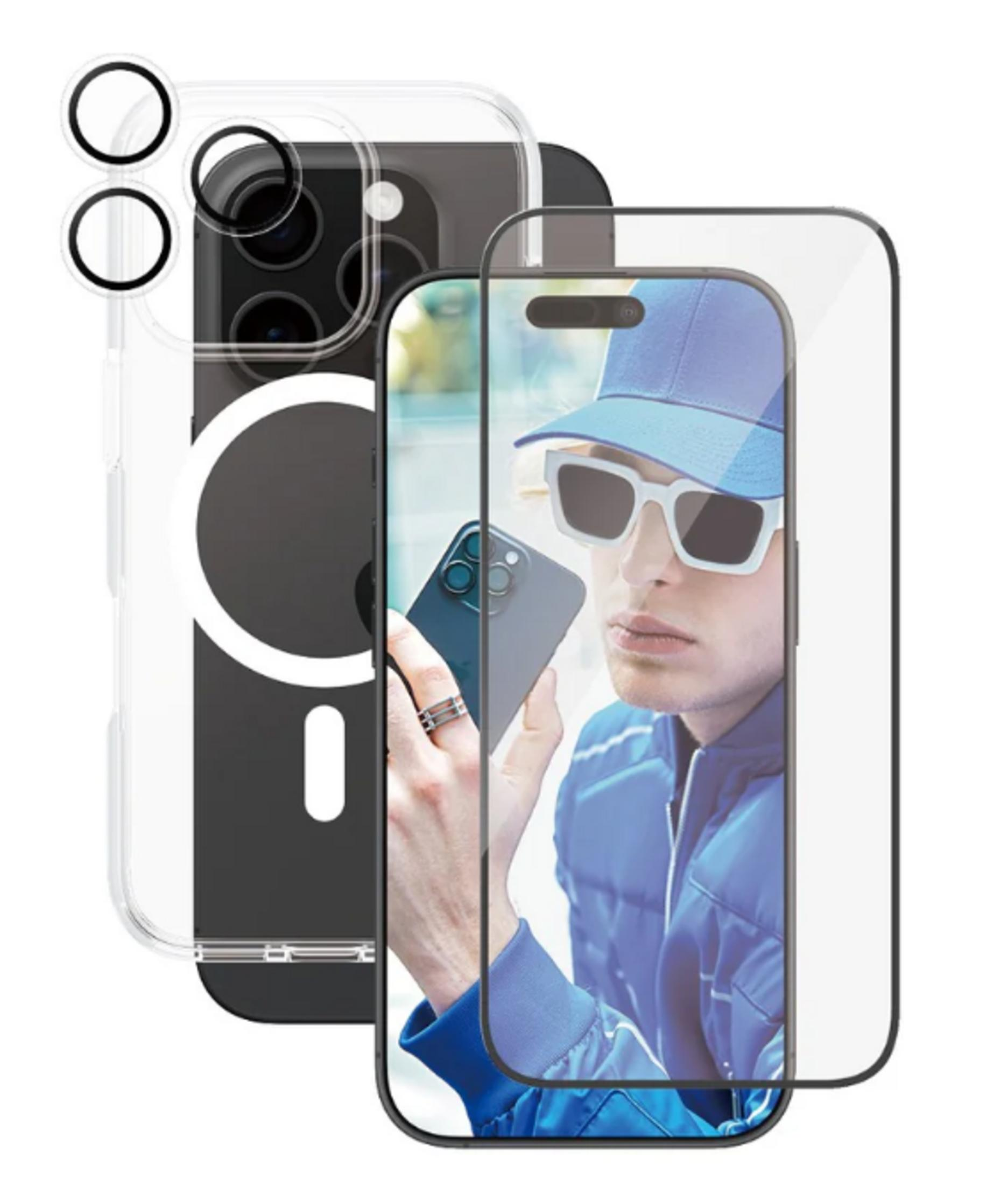 PANZERGLASS Flagship iPhone 16 Pro 3'lü Çerçeve Aparatlı Telefon Koruma Seti Ekran Koruyucu Şeffaf
