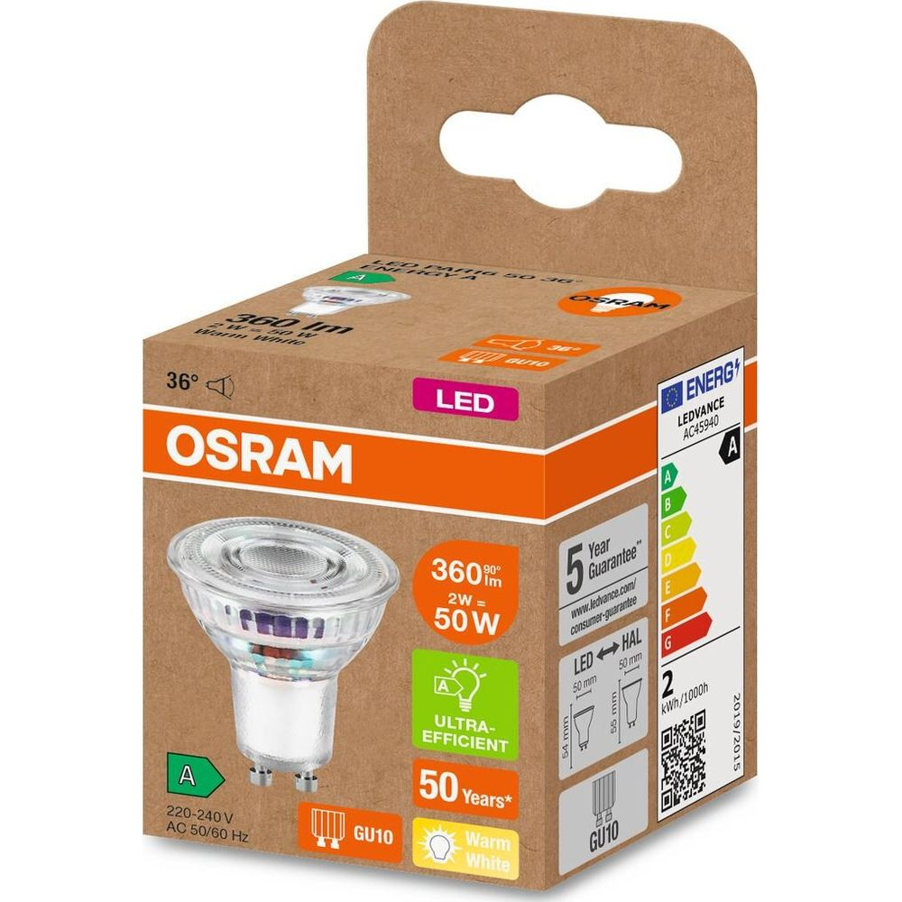 Osram LED-Lampe, GU10, 360 Lumen, Warmweiß, Energieeffizienz A.