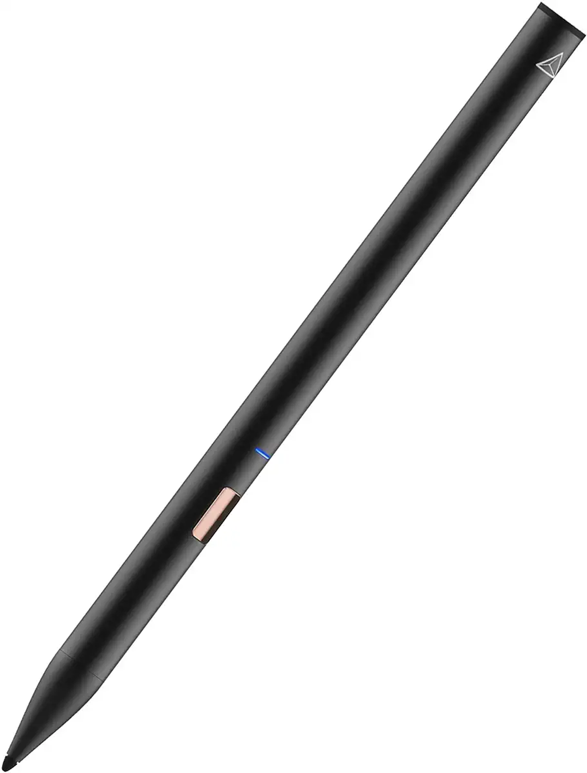 Puntatore nero con accento oro rosa e luce LED blu.