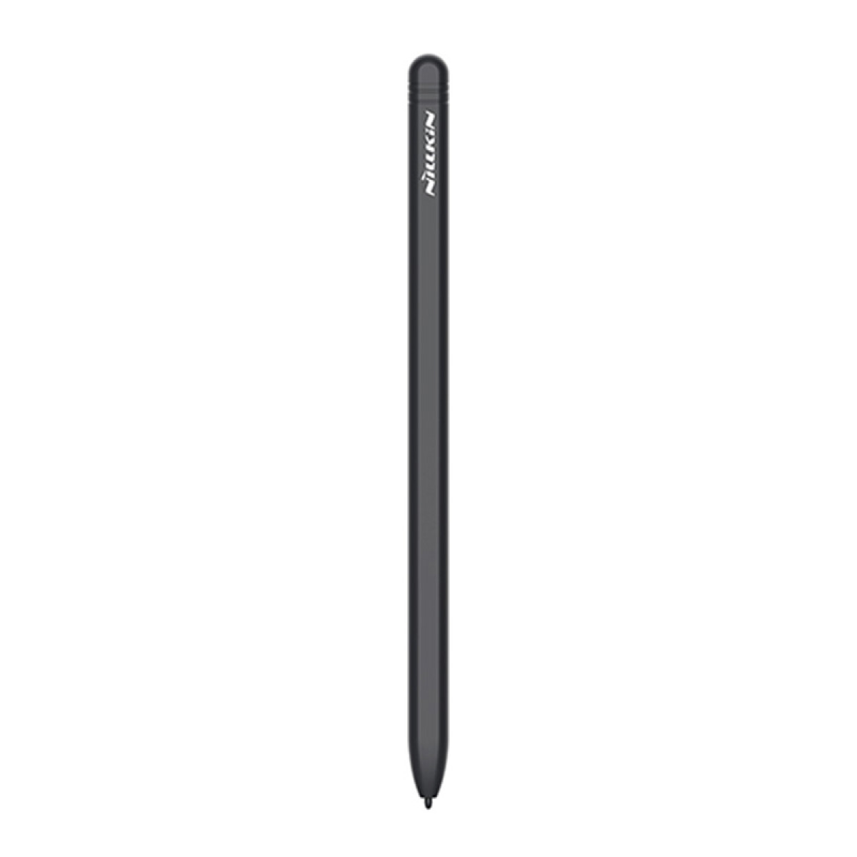 Uno stilo nero ed elegante con testo Nillkin, isolato su sfondo bianco.