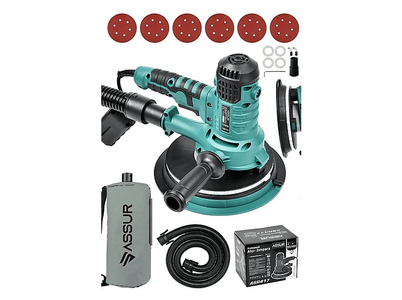 ASSUR Assur 360'Ledli 850W Pro Alçıpan Zımpara Makinası Toz Emmeli Kablolu
