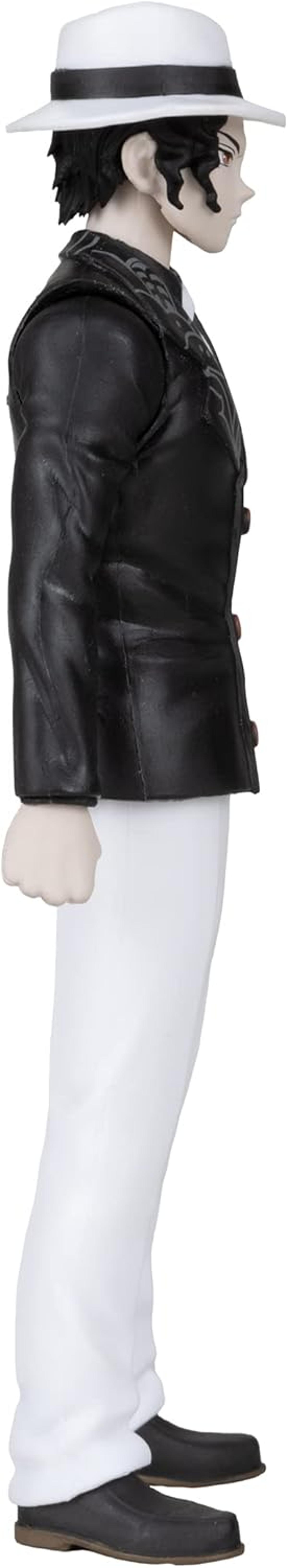 Eine Figur in einem weißen Hut, schwarzer Jacke und weißen Hosen.