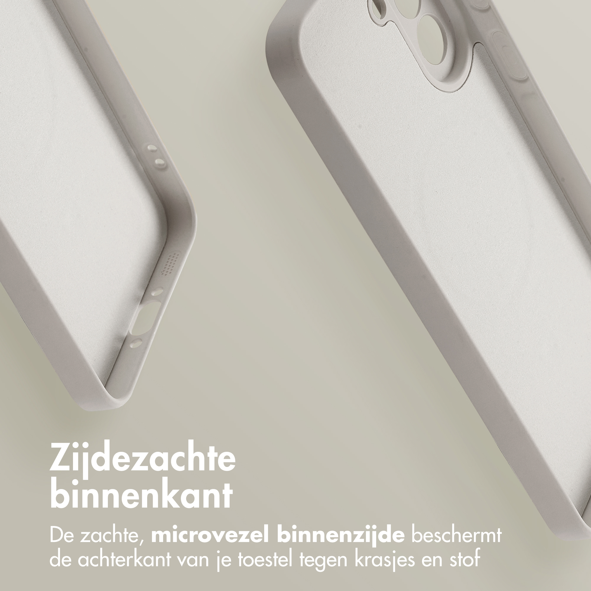 Coque de téléphone grise avec doublure intérieure en microfibre.