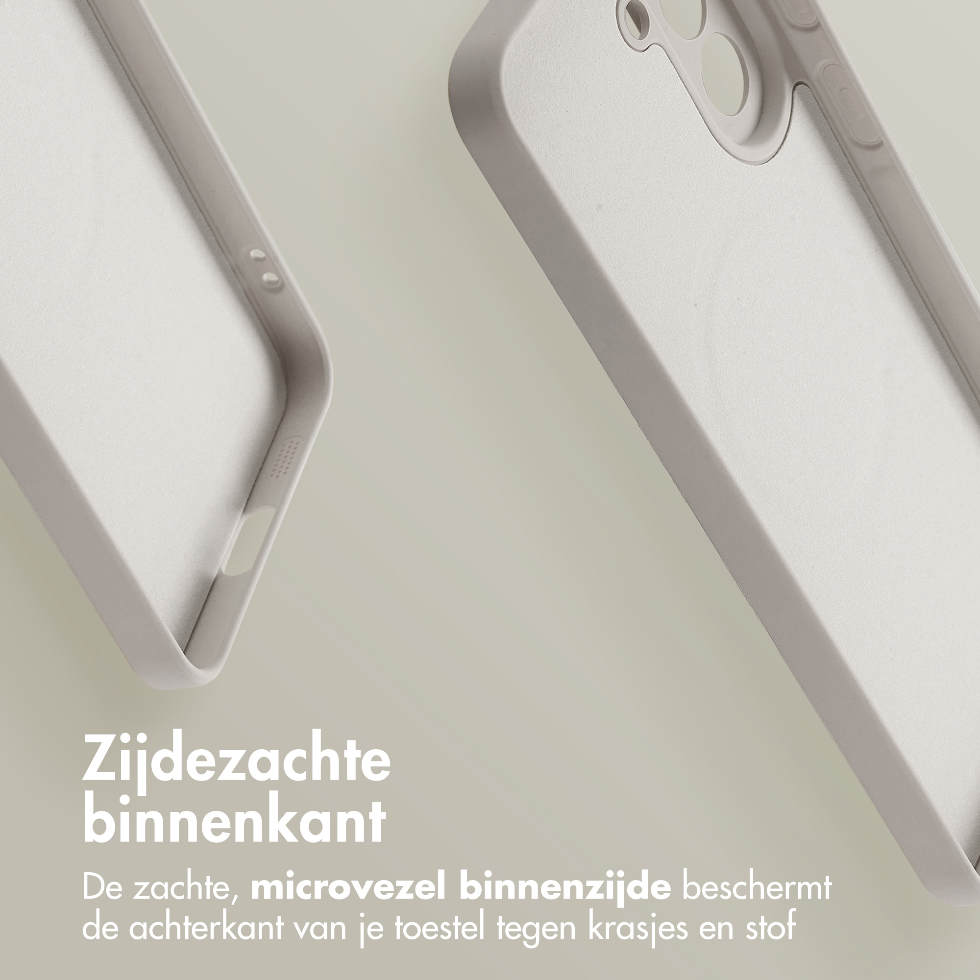 Twee lichte telefoonhoesjes met een zijdezachte binnenkant.