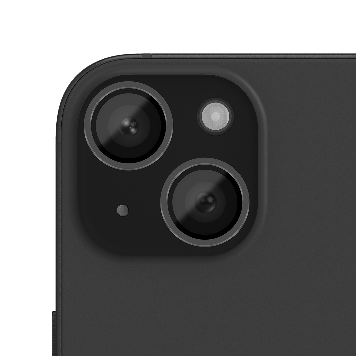 Primo piano della fotocamera posteriore di uno smartphone nero con due lenti.