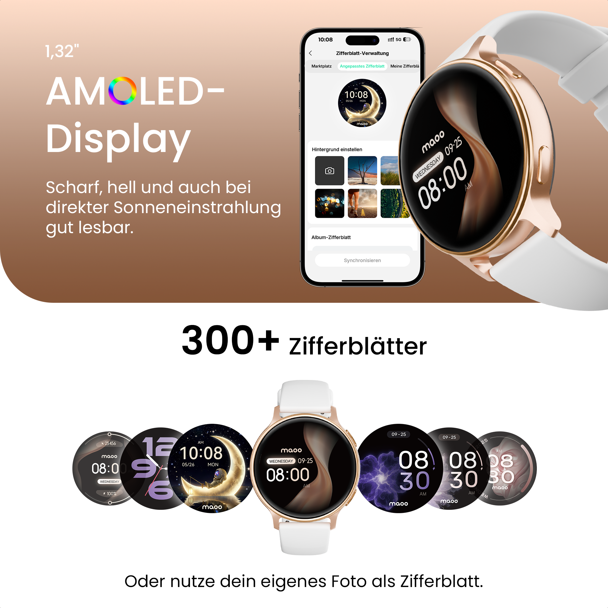 Display AMOLED di uno smartphone con quadranti e testo.