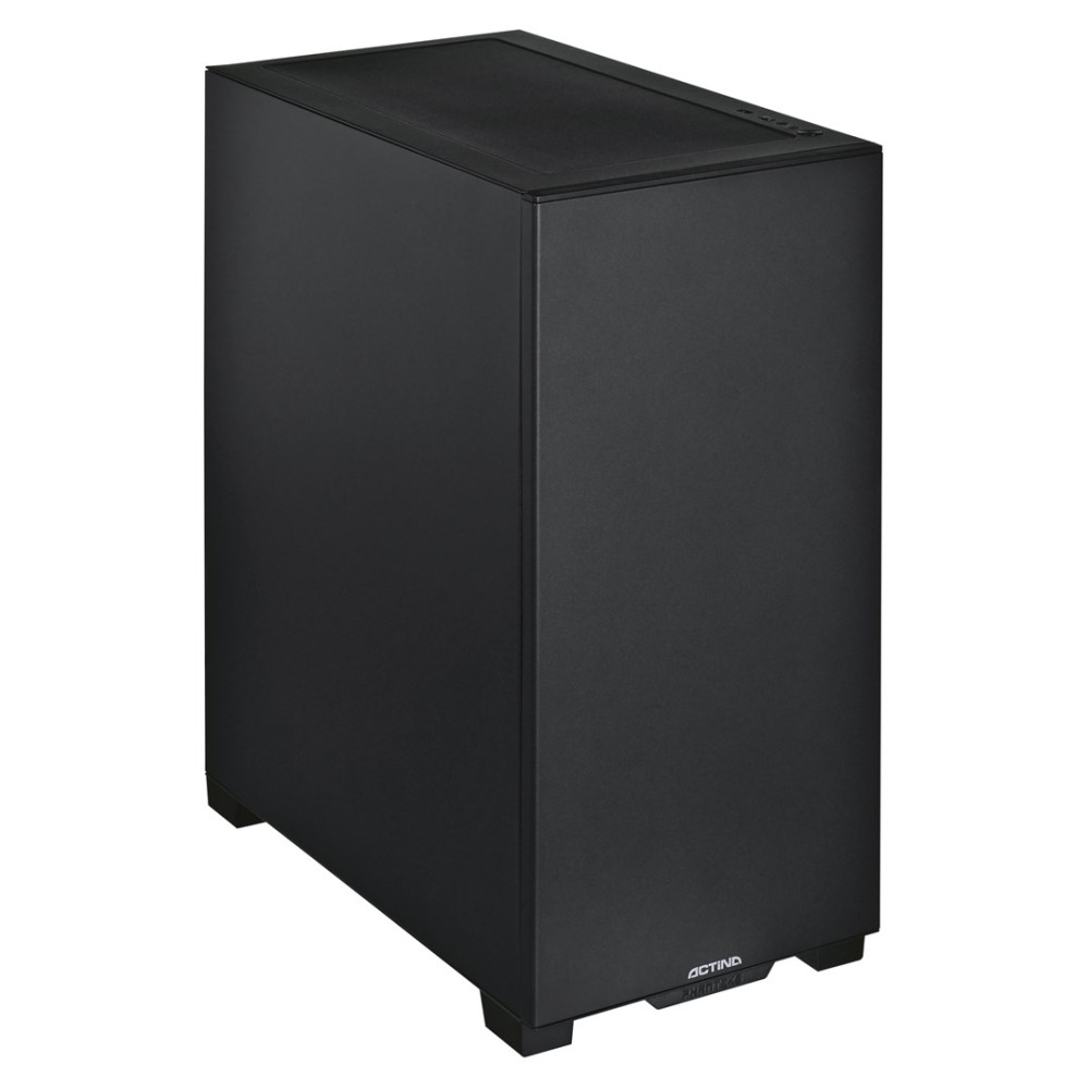 Un case per computer nero sta su quattro piedi.
