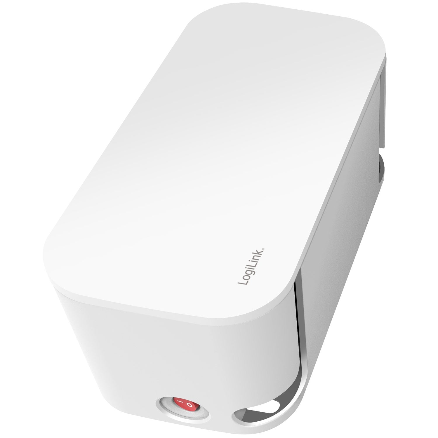 A white LogiLink device with a red switch and silver accents.