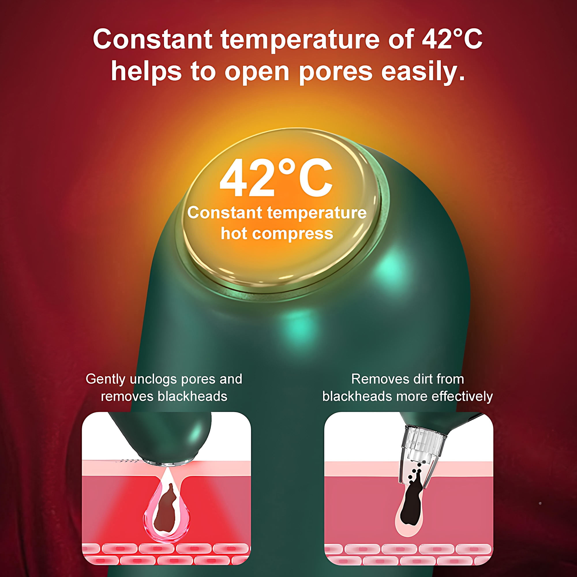 Ein Gerät mit 42°C heisser Kompresse reinigt Poren und Mitesser.
