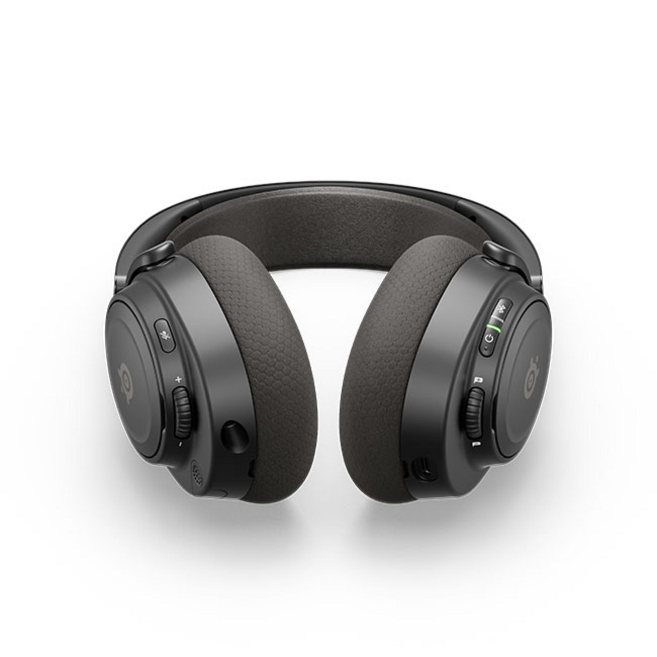 Cuffie nere over-ear con padiglioni imbottiti e pulsanti di controllo.
