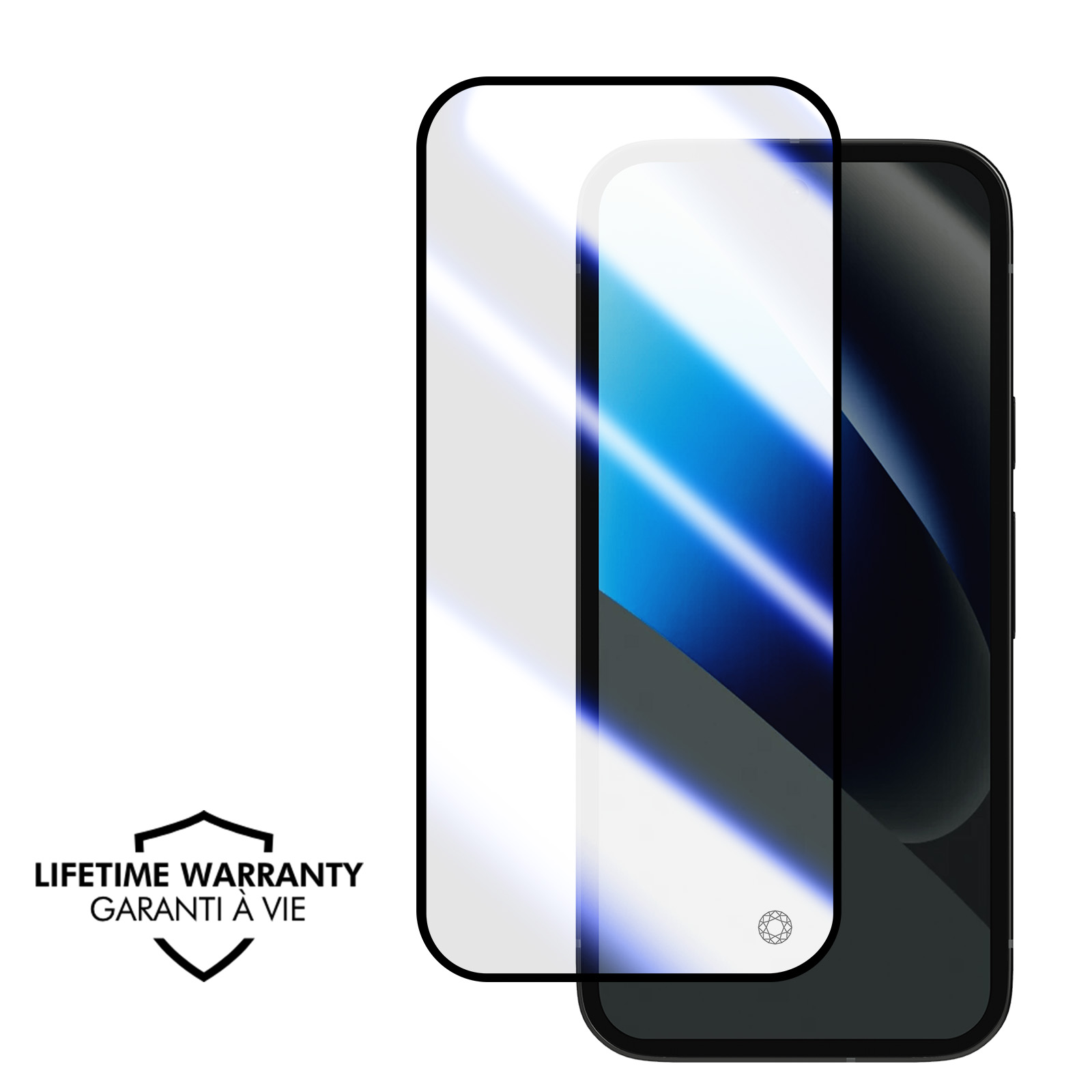 Een screenprotector voor een smartphone, met ernaast nog een.