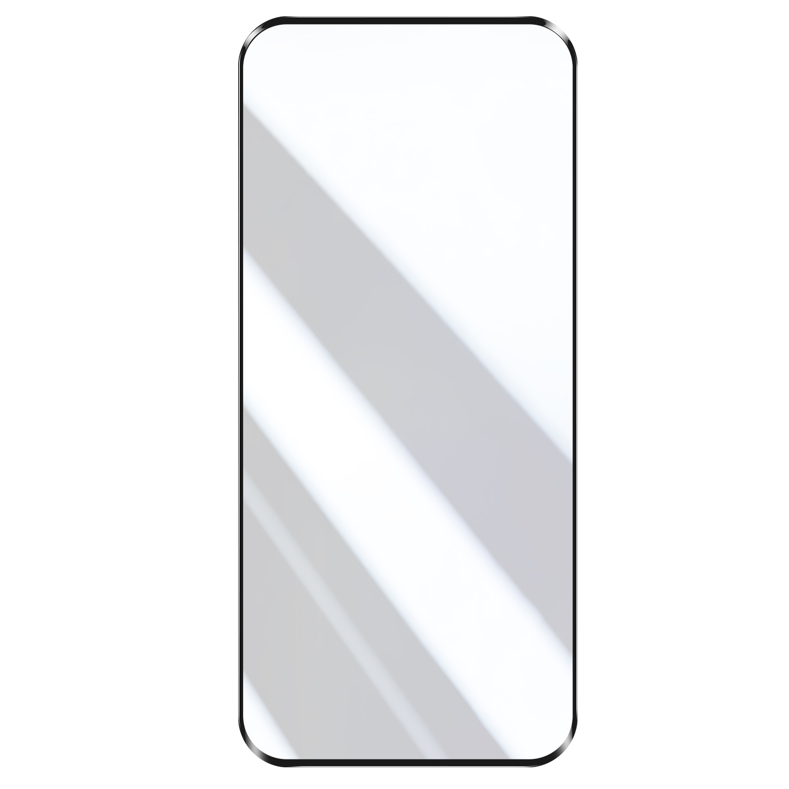 Uno smartphone con schermo bianco e linee d'ombra.