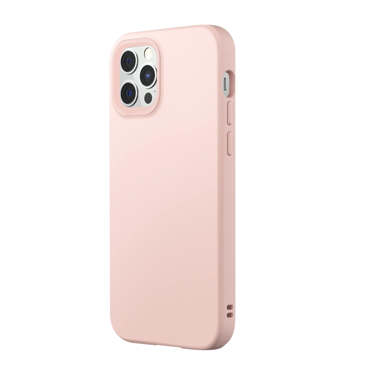 Een roze telefoonhoes met camerapoort is te zien op een witte achtergrond.