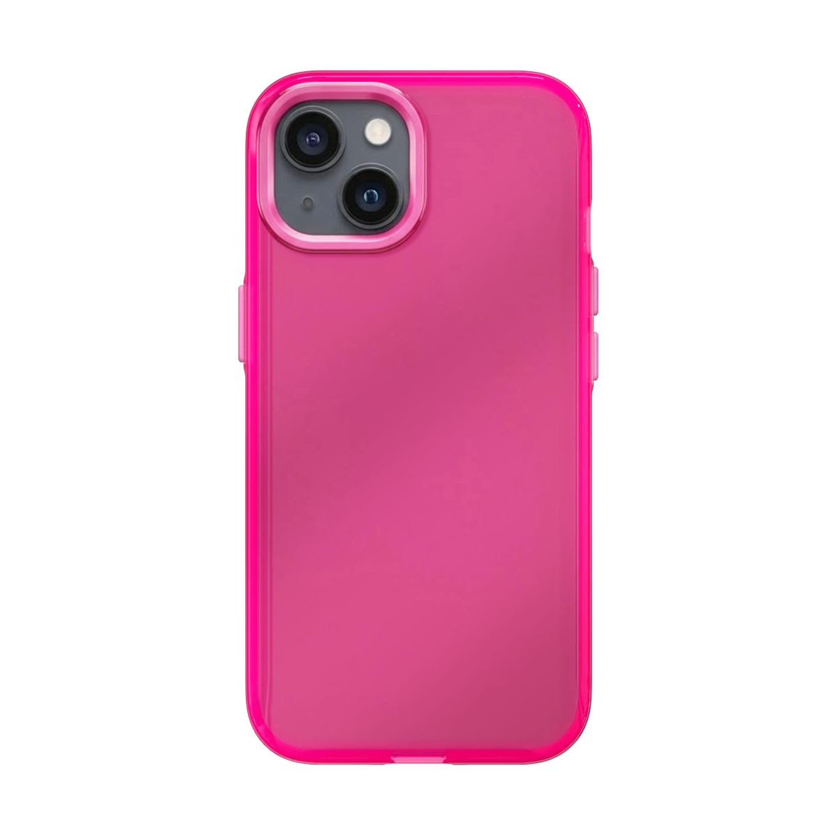 Een roze iPhone met twee camera's en een flitser.