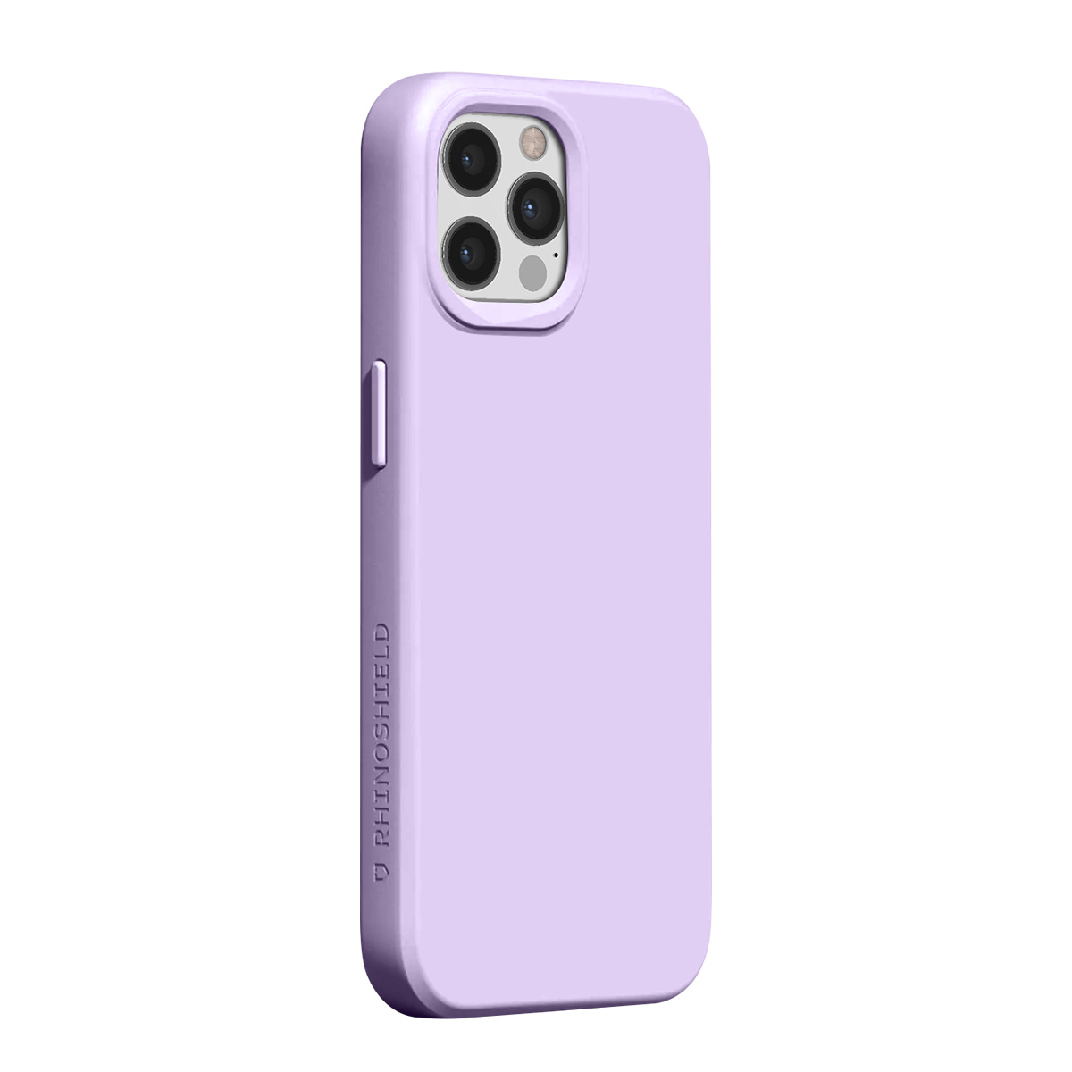 Coque de téléphone violette avec découpe caméra et logo RHINOSHIELD.