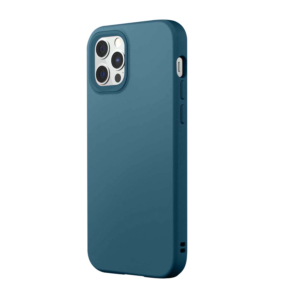 Une coque de téléphone bleue avec un module caméra sur le côté gauche.