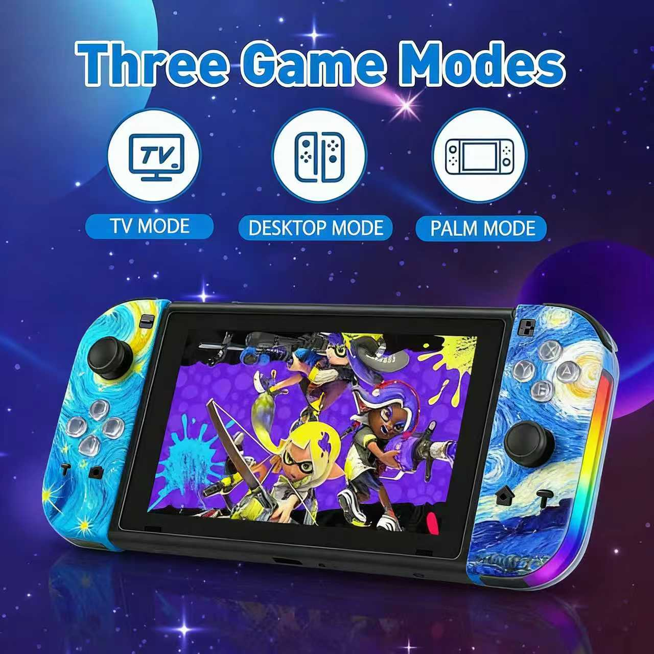 Ein Handheld-Gaming-Gerät mit drei Spielmodi: TV, Desktop und Palm.