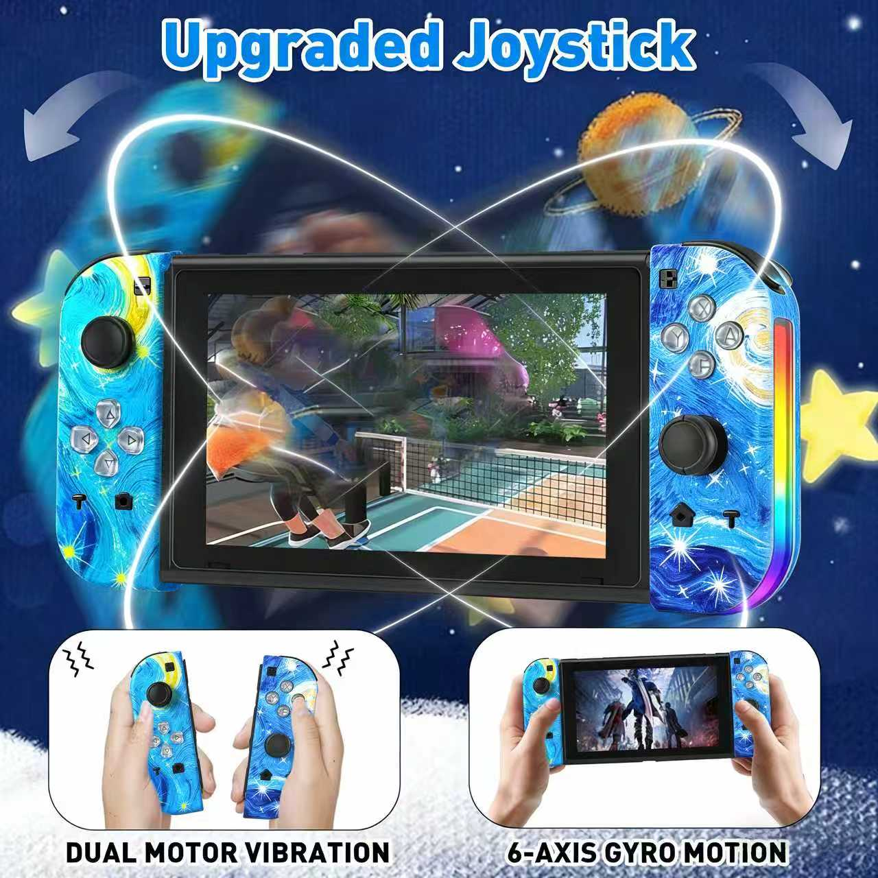Nintendo Switch mit Joy-Cons im Sternenhimmel-Design. Mit Dual-Motor-Vibration & 6-Achsen-Gyroskop.