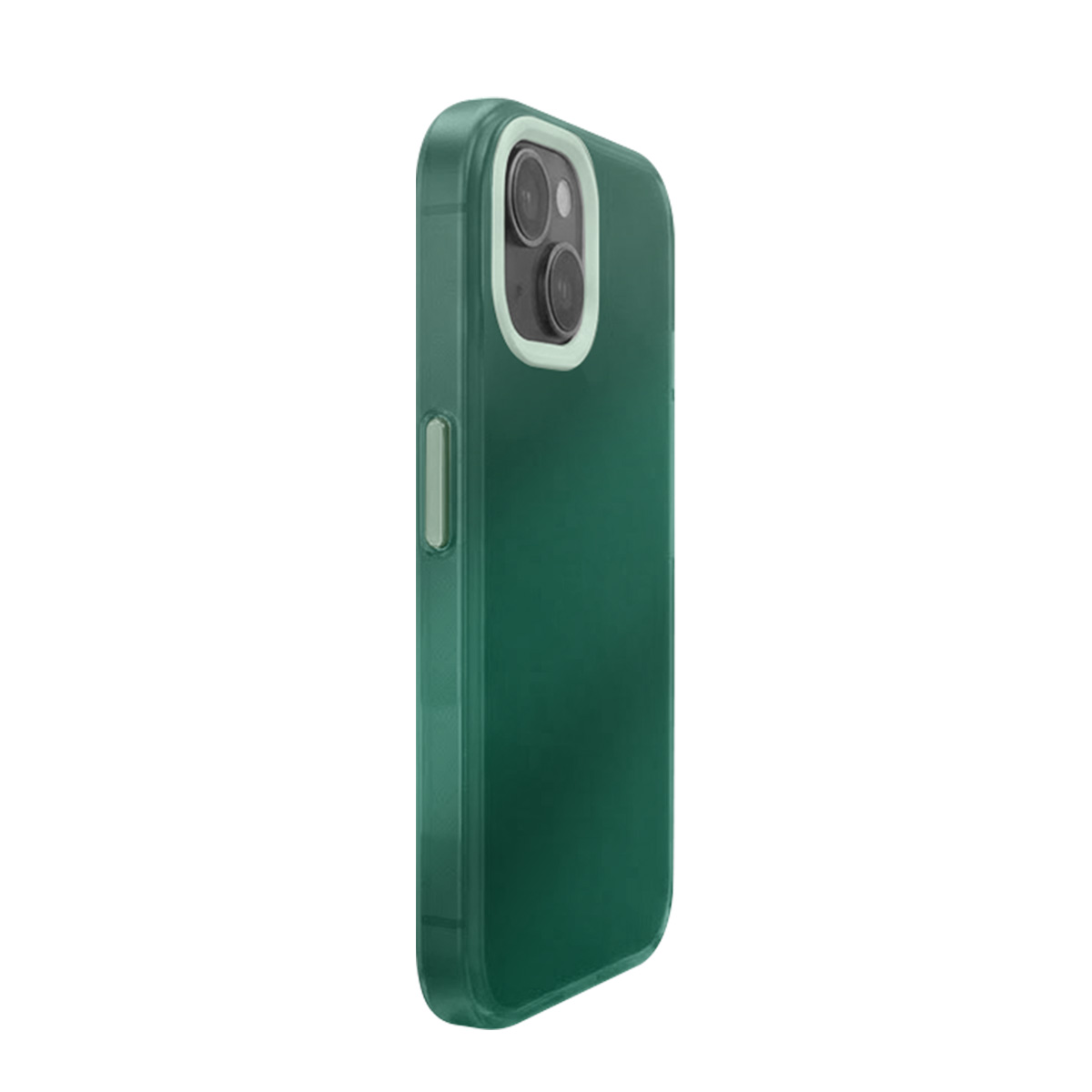 Coque de téléphone vert foncé avec deux objectifs et un contour vert clair.
