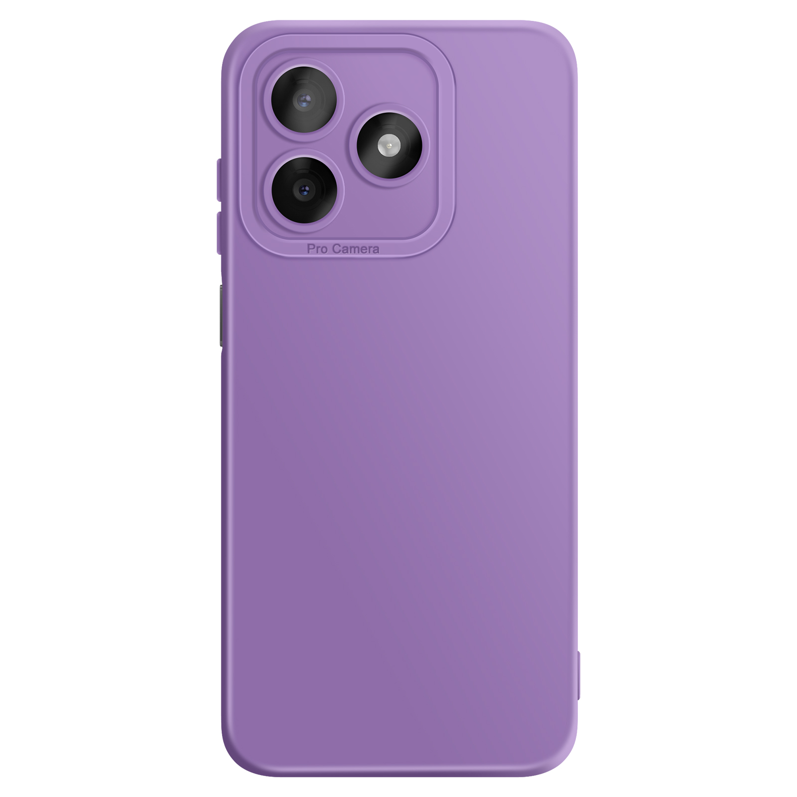 Paarse telefoonhoes met drievoudige camera-opstelling en "Pro Camera"-tekst.