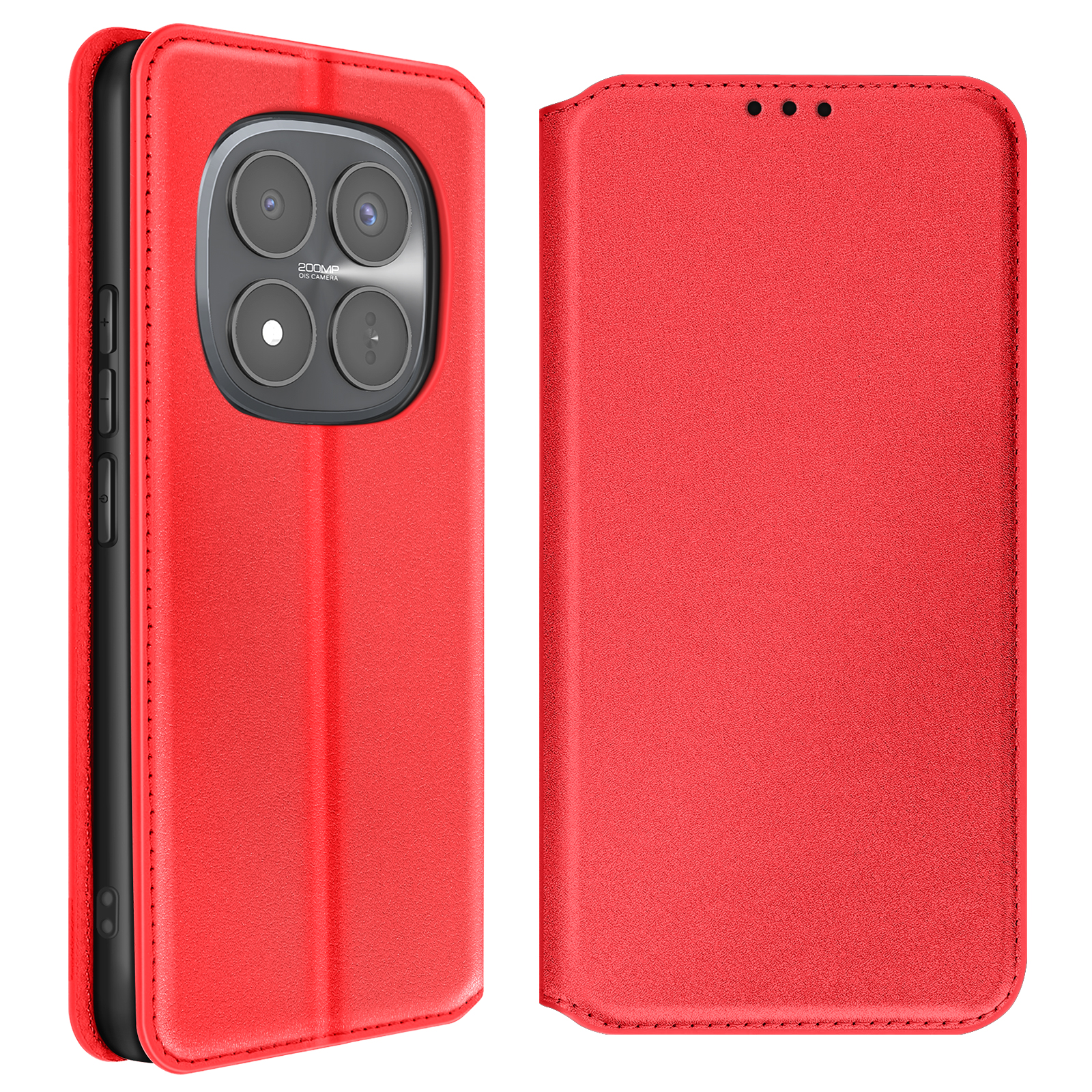 Rotes Handycover mit vier Kameras und Knöpfen.