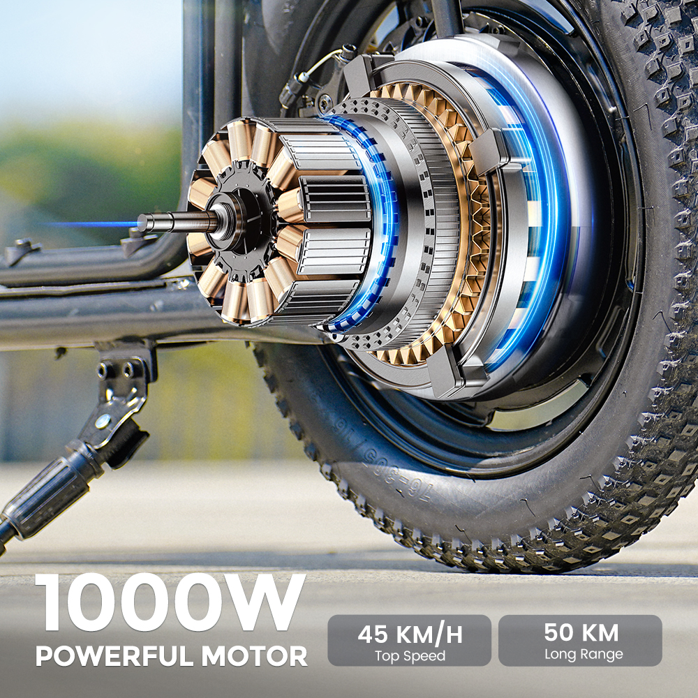 Primo piano di un motore elettrico da 1000W con avvolgimenti in rame e pale.