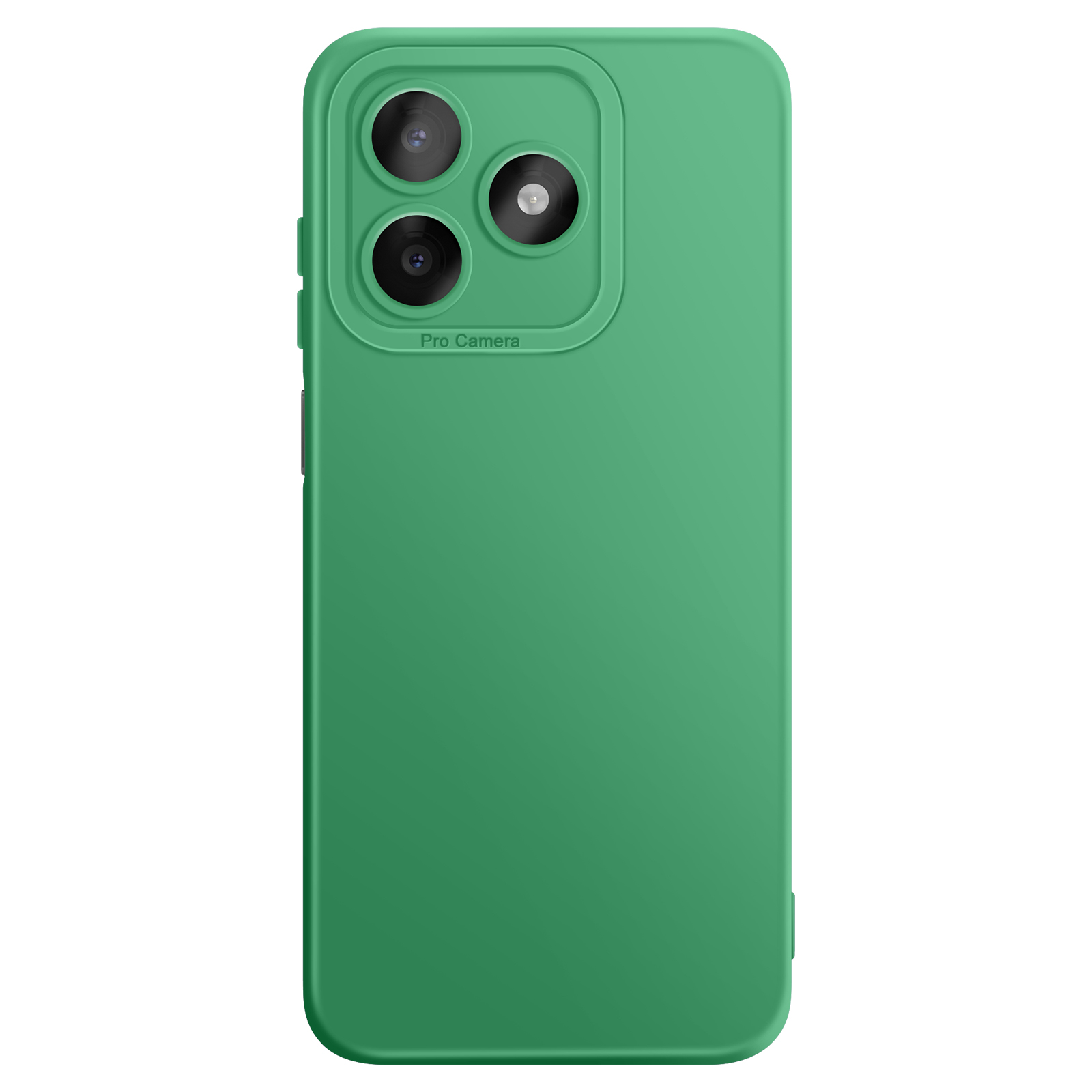Coque de téléphone verte avec trois objectifs et inscription "Pro Camera".