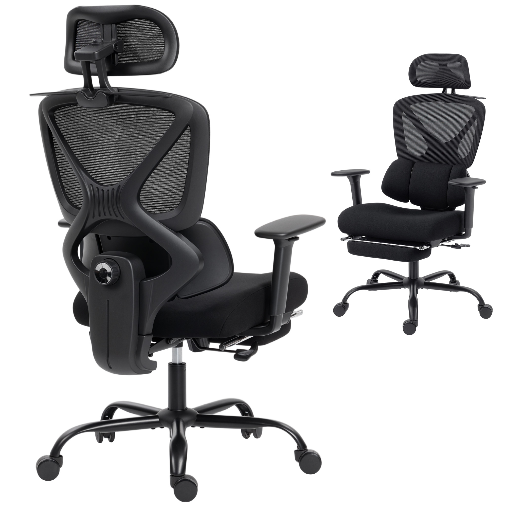Sedia da ufficio ergonomica con schienale in rete e poggiatesta.