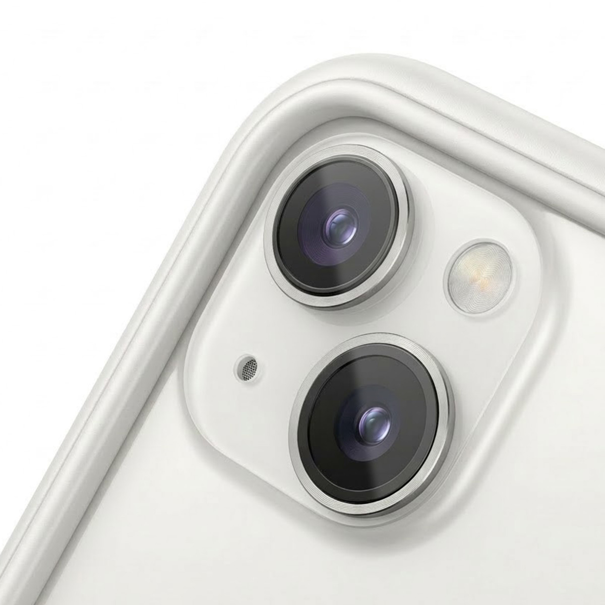 Gros plan du dos blanc d'un smartphone avec deux objectifs et un flash.