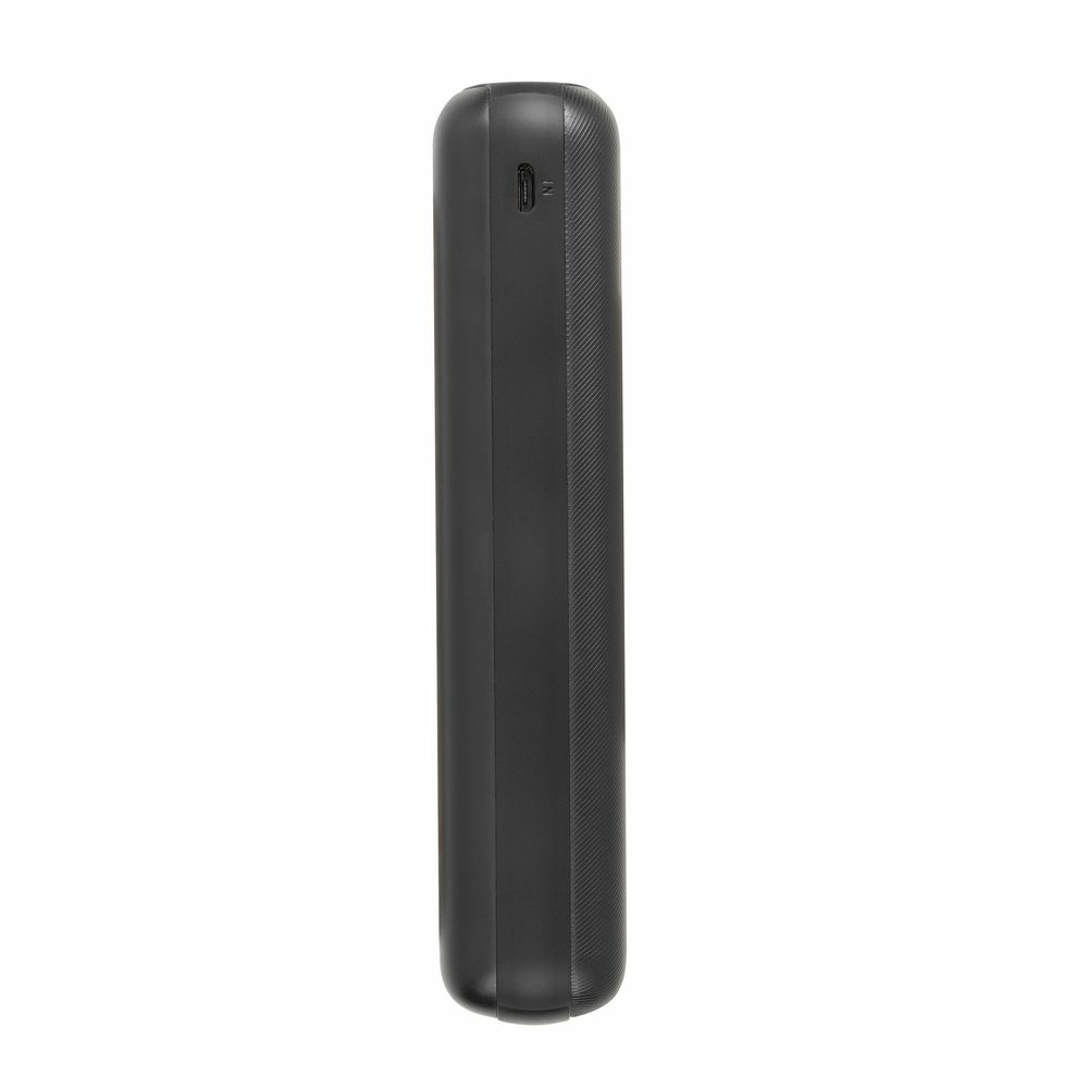 Un power bank nero con motivo a coste e porta USB-C.