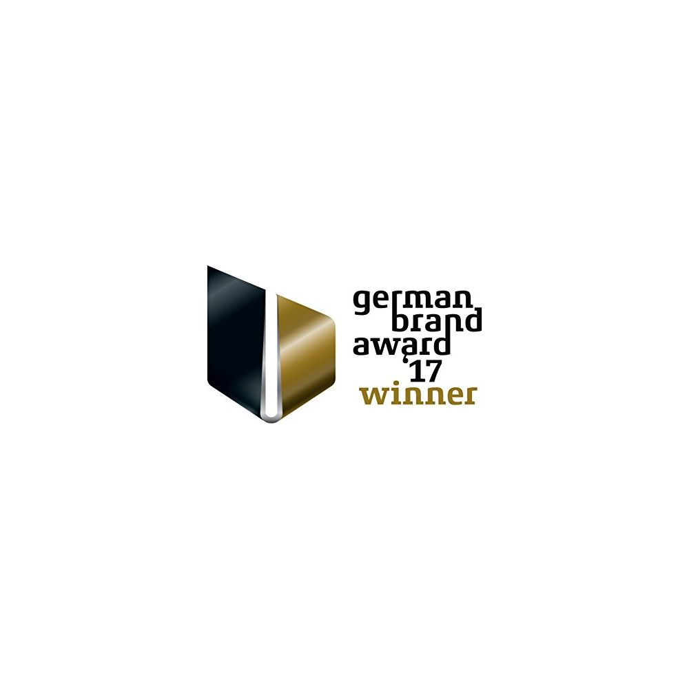 Logo des German Brand Award 2017 Gewinners mit abstraktem Symbol.