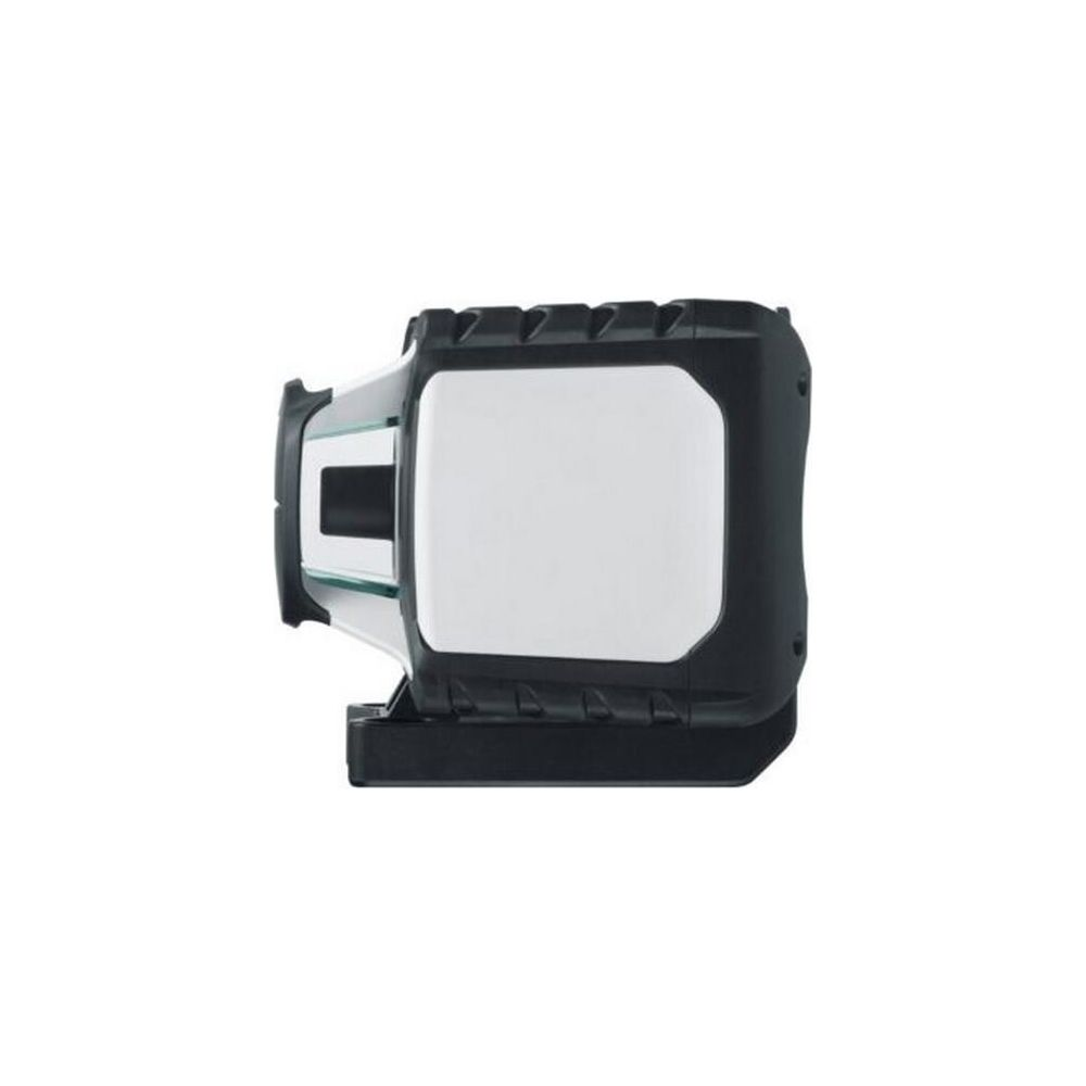 Outil de mesure noir et blanc, vu de côté, avec une façade rectangulaire.